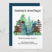 Rustic Deer Pine Tree Outdoor Seasons Greetings Feestdagenkaart (Voorkant / Achterkant)