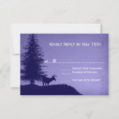 Rustic Deer Pine Tree Paars Weddenschap RSVP-kaart RSVP Kaartje (Voorkant)