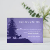 Rustic Deer Pine Tree Paars Weddenschap RSVP-kaart RSVP Kaartje (Staand voorkant)