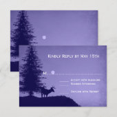 Rustic Deer Pine Tree Paars Weddenschap RSVP-kaart RSVP Kaartje (Voorkant / Achterkant)