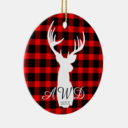 Rustic Deer Red Buffalo Keramisch Ornament (Rechts)