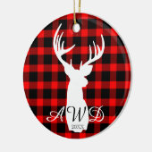 Rustic Deer Red Buffalo Keramisch Ornament (Links)
