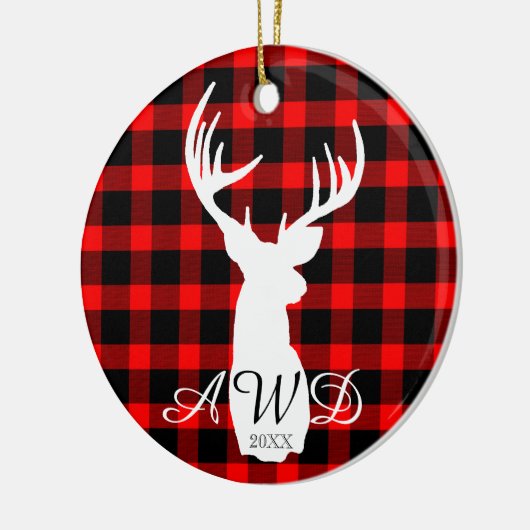 Rustic Deer Red Buffalo Keramisch Ornament (Links)