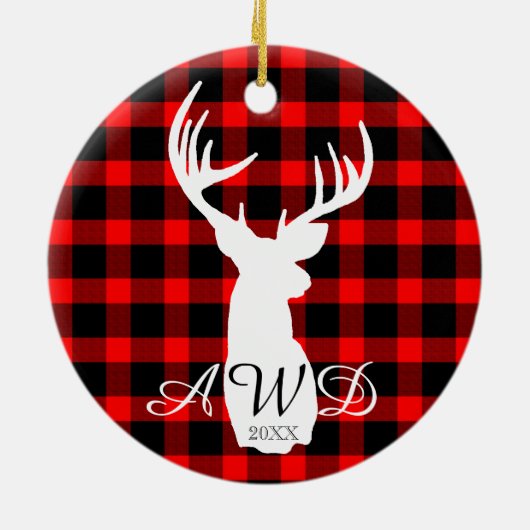 Rustic Deer Red Buffalo Keramisch Ornament (Achterkant)