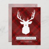 RUSTIC DEER RED CHRISTMAS BRIEFKAART (Voorkant / Achterkant)