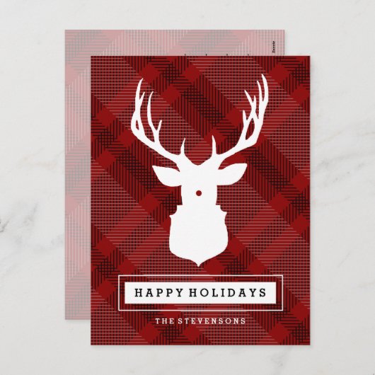 RUSTIC DEER RED CHRISTMAS BRIEFKAART (Voorkant / Achterkant)