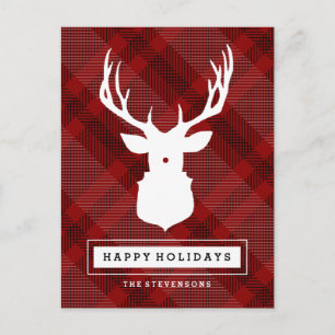 RUSTIC DEER RED CHRISTMAS BRIEFKAART