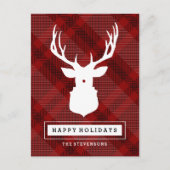 RUSTIC DEER RED CHRISTMAS BRIEFKAART (Voorkant)