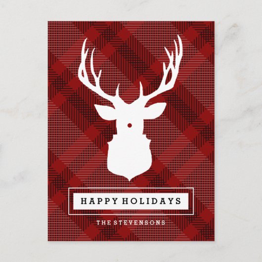 RUSTIC DEER RED CHRISTMAS BRIEFKAART (Voorkant)