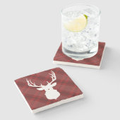 RUSTIC DEER | RED PLAID | STYLISH HOLIDAY-ONDERZET STENEN ONDERZETTER (Zijkant)