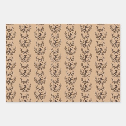 Rustic Deer  Rendier Gift Wrap Inpakpapier Vel (Voorkant 3)