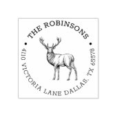 Rustic Deer Round Family Return-adres Rubberstempel (Afrduk)