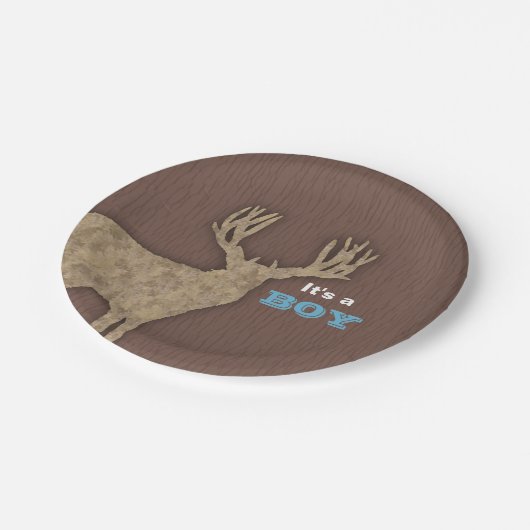 Rustic Deer Silhouette Baby shower Papieren Bordje (Gekanteld)