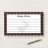 Rustic Deer Silhouette & Buffalo Check Pset Post-it® Notes (Op bureau)