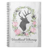Rustic Deer Silhouette Floral Wreath Cameo op hout Notitieboek (Voorkant)