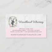 Rustic Deer Silhouette Floral Wreath Cameo op hout Visitekaartje (Achterkant)