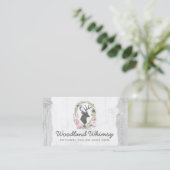 Rustic Deer Silhouette Floral Wreath Cameo op hout Visitekaartje (Staand voorkant)