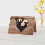 Rustic Deer Silhouette Hunting Valetines Day Kaart (Gele Bloem)