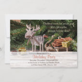 Rustic Deer Sleigh Christmas Holiday Party Kaart (Voorkant)