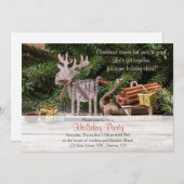 Rustic Deer Sleigh Christmas Holiday Party Kaart (Voorkant / Achterkant)