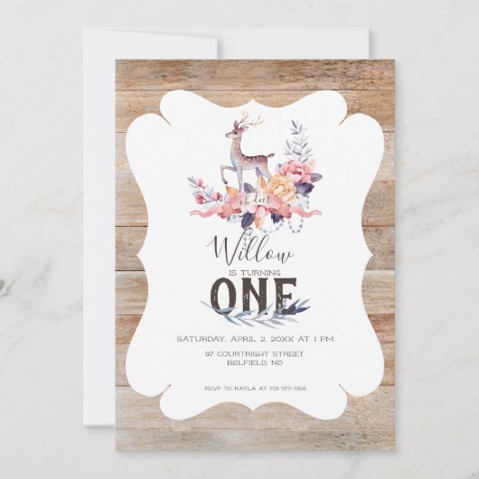 Rustic Deer Spring Birthday Kaart (Voorkant)