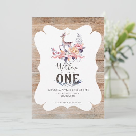 Rustic Deer Spring Birthday Kaart (Staand voorkant)