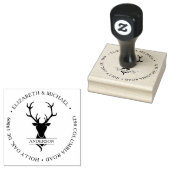 Rustic Deer Stag Head Antlers | Monogram Rubberstempel (Gestempeld)