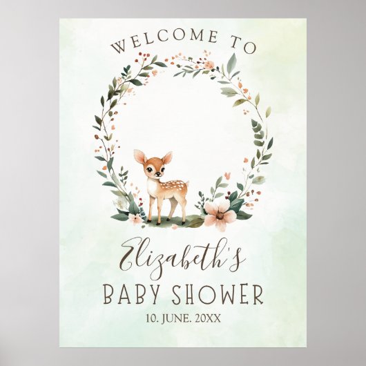 Rustic Deer-Themed Baby Shower Poster (Voorkant)