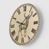 Rustic Deer Wall Clock – Woodland Wildlife Art Grote Klok (Hoek)