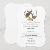Rustic Deer Wedding - Oranje Floral Kaart (Voorkant / Achterkant)