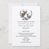 Rustic Deer Wedding - Paarse Bloemen Kaart (Voorkant)