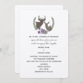 Rustic Deer Wedding - Paarse Bloemen Kaart (Voorkant / Achterkant)