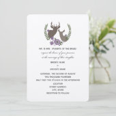 Rustic Deer Wedding - Paarse Bloemen Kaart (Staand voorkant)