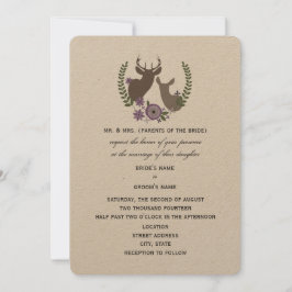Rustic Deer Wedding - Paarse Bloemen Kaart