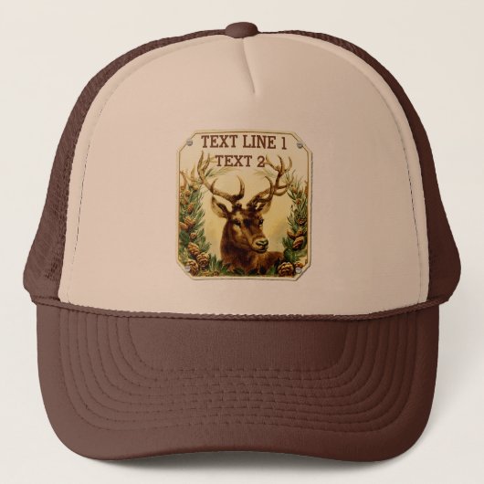 Rustic Deer with Pine Cones Personalized Trucker Pet (Voorkant)