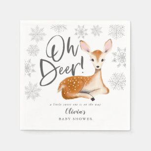 Rustic Deer Woodland Theme Grijs Baby shower Servet
