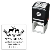 Rustic Deer Wreater Monogram Naam Adres Zelfinktende Stempel (In situ)