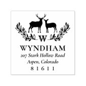Rustic Deer Wreater Monogram Naam Adres Zelfinktende Stempel (Design)