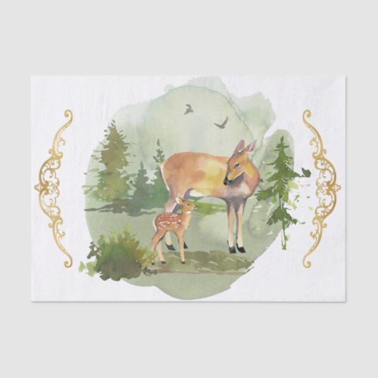 Rustic Deers Forest Adventure Gouden accenten Tissuepapier (Voorkant)
