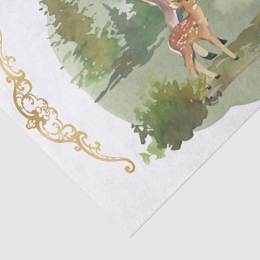 Rustic Deers Forest Adventure Gouden accenten Tissuepapier (Detail)