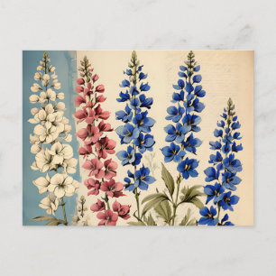 Rustic Delphinium Botanical Briefkaart