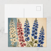 Rustic Delphinium Botanical Briefkaart (Voorkant / Achterkant)