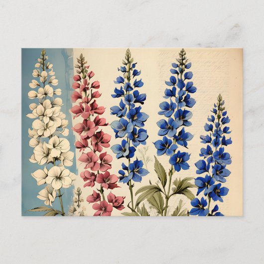 Rustic Delphinium Botanical Briefkaart (Voorkant)