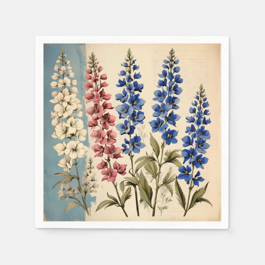 Rustic Delphinium Botanical Servet (Voorkant)