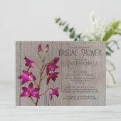 Rustic Dendrobium Orchid Bridal Shower Invitations Kaart (Staand voorkant)