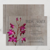Rustic Dendrobium Orchid Bridal Shower Invitations Kaart (Voorkant / Achterkant)