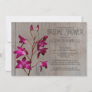 Rustic Dendrobium Orchid Bridal Shower Invitations Kaart