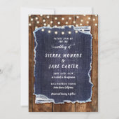 Rustic Denim Barn Lights Country Cowboy Wedding Kaart (Voorkant)
