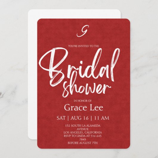 Rustic Denim Bridal Shower Invitation Kaart (Voorkant / Achterkant)