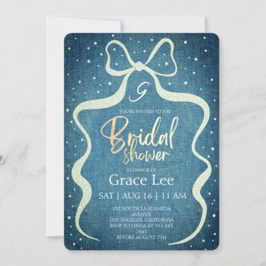 Rustic Denim Bridal Shower Invitation Kaart (Voorkant)